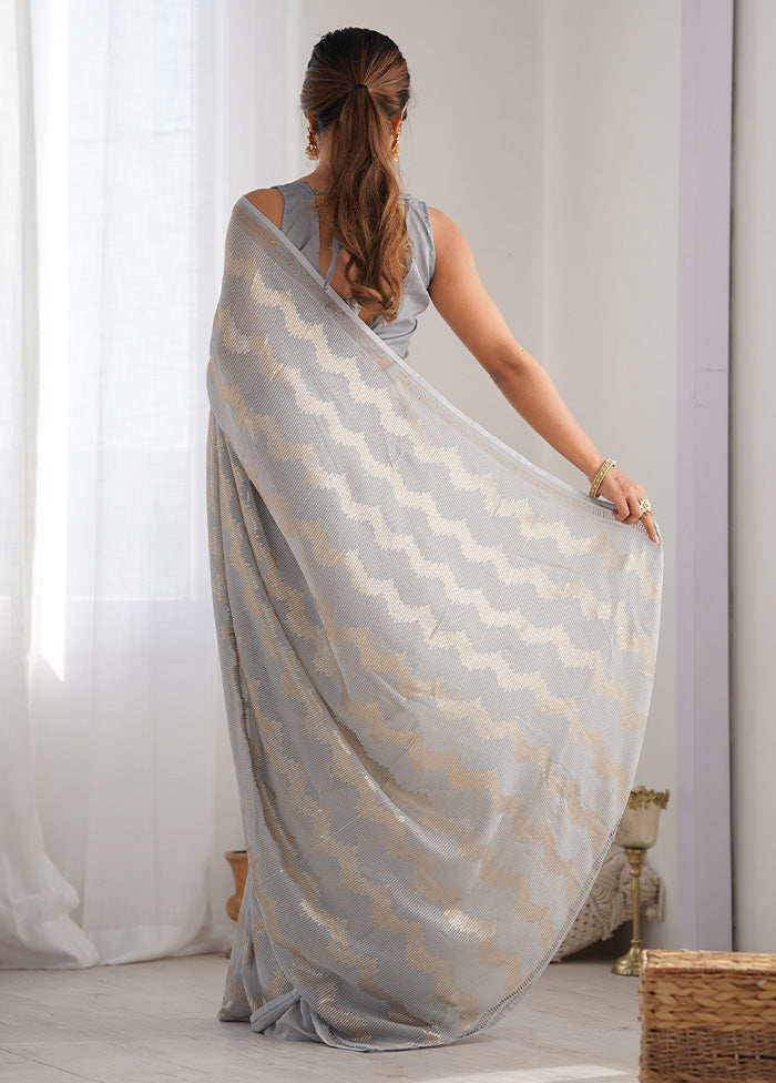 Grey Georgette Saree With Blouse Piece Sale Shop