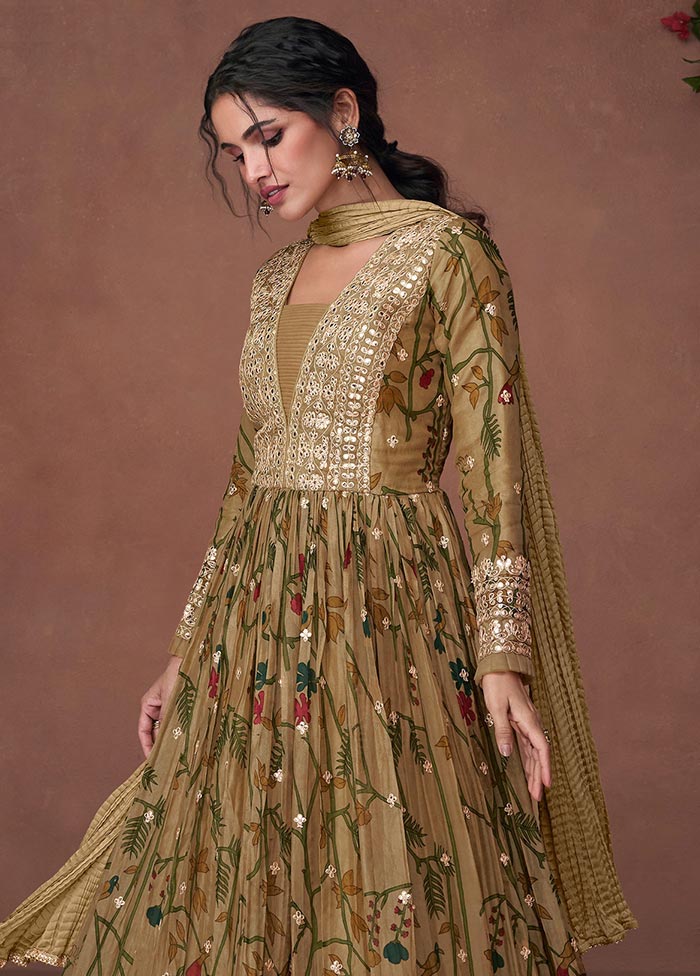 3 Pc Multicolor Semi Stitched Silk Suit Set Amazon Cheap Online