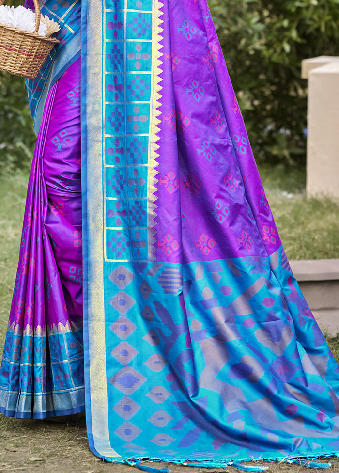 Violet Spun Silk Saree With Blouse Piece Newest Cheap Online