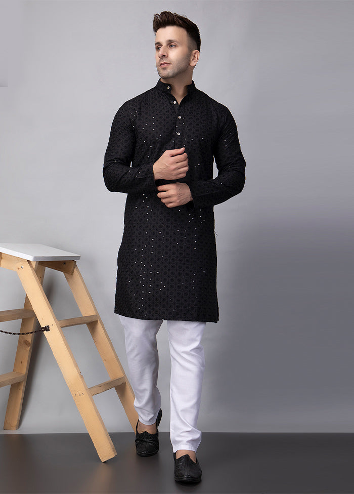 2 Pc Black Viscose Kurta Pajama Set 2025 Unisex Online