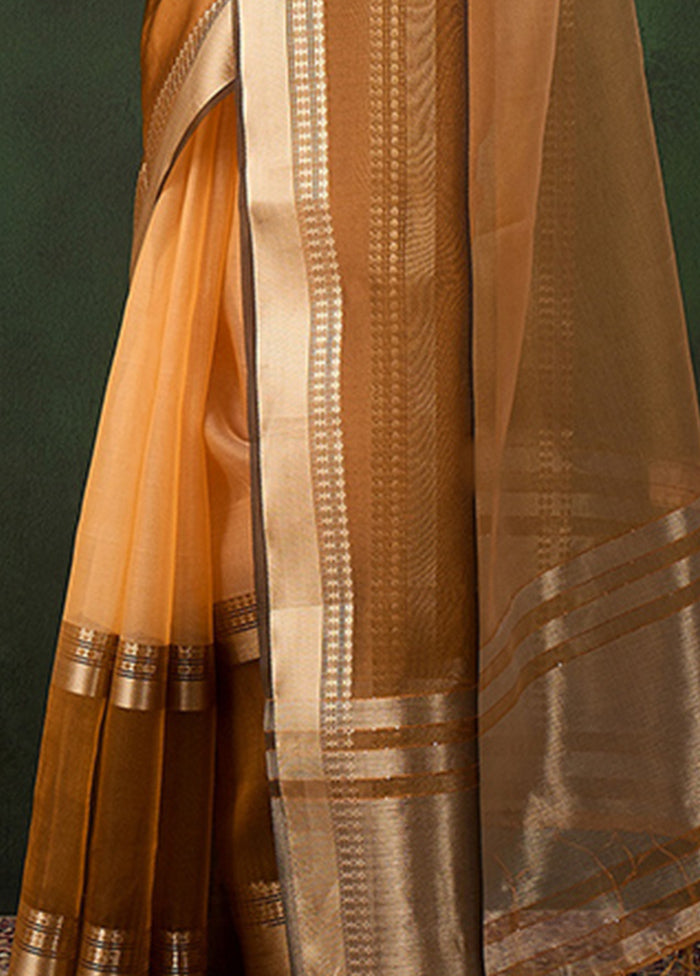 Yellow Organza Saree With Blouse Piece Sale Outlet Locations