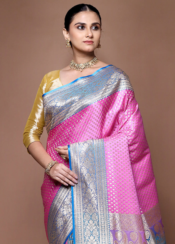 Pink Banarasi Silk Saree With Blouse Piece Clearance Clearance