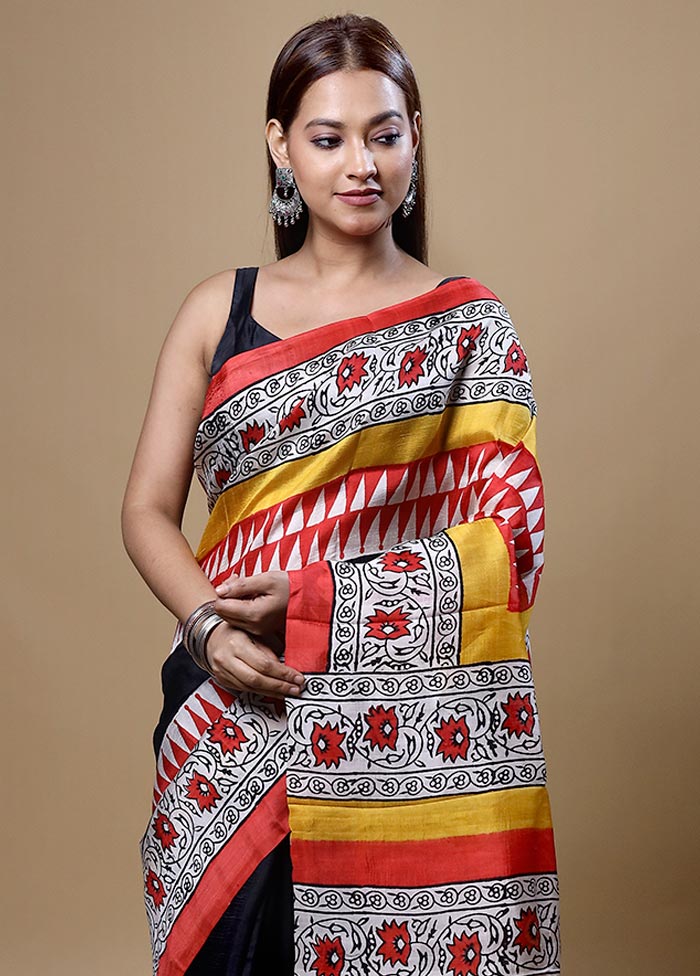 Yellow Printed Pure Silk Saree Without Blouse Piece Cheap Very Cheap