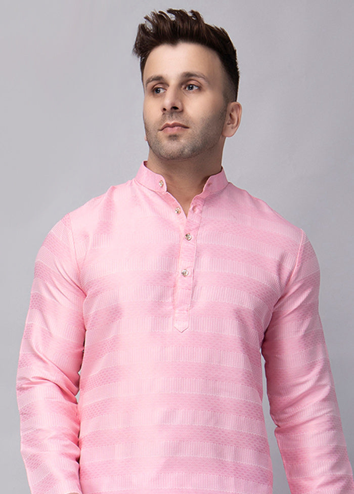 Pink Viscose Jacquard Knee Length Kurta Outlet 2025