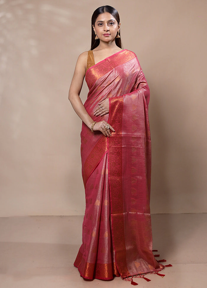 Red Tissue Silk Saree With Blouse Piece Discount Low Shipping Fee