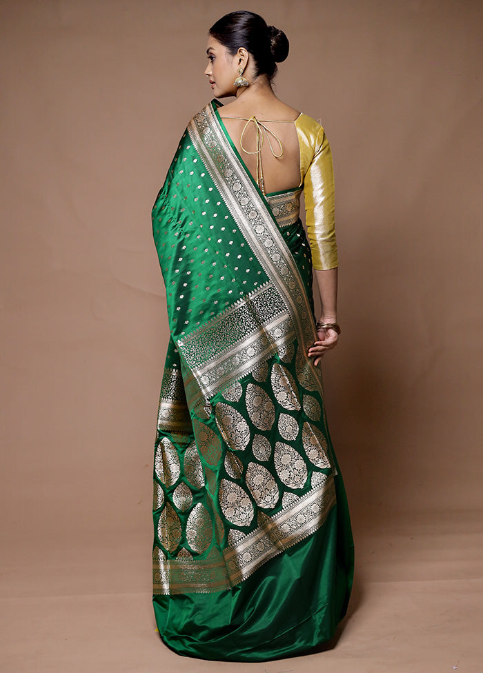 Green Banarasi Silk Saree With Blouse Piece Clearance Best Place