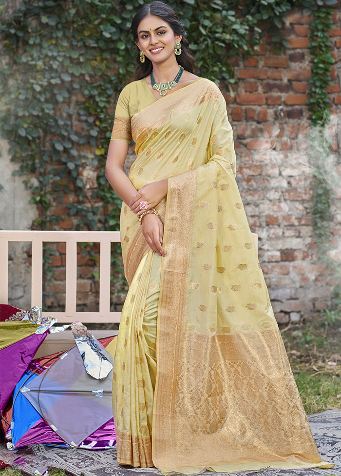 Light Yellow Spun Silk Saree With Blouse Piece Buy Cheap Huge Surprise