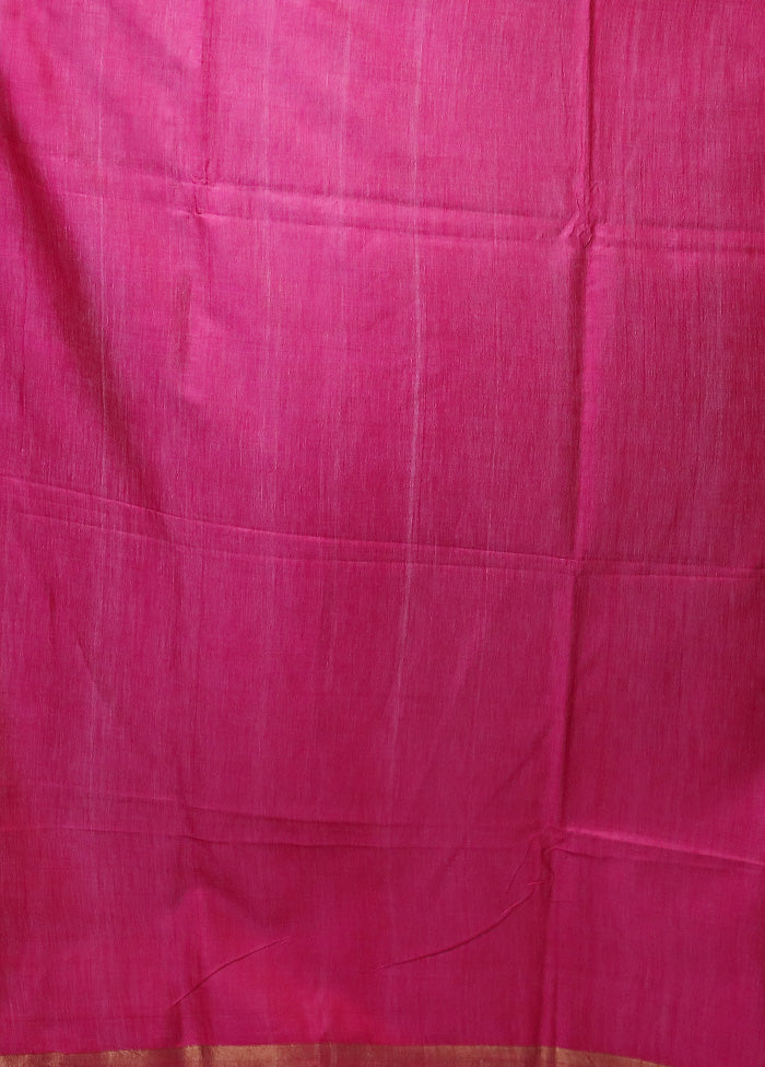 Pink Handloom Tussar Pure Silk Saree With Blouse Piece Sale 2025 Unisex