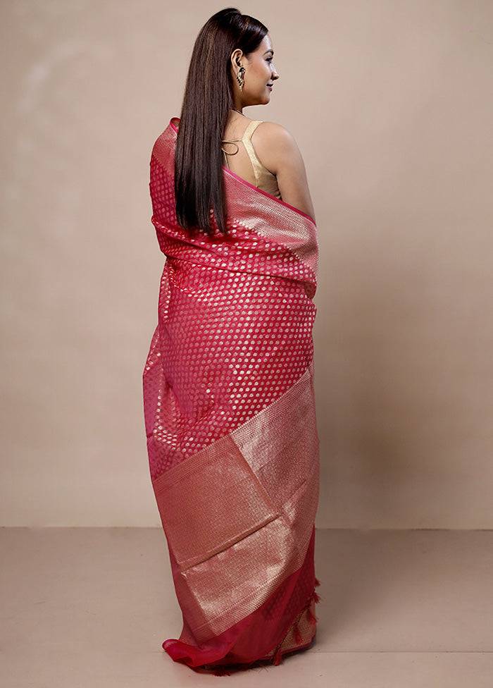 Pink Kora Silk Saree With Blouse Piece Cheap Websites