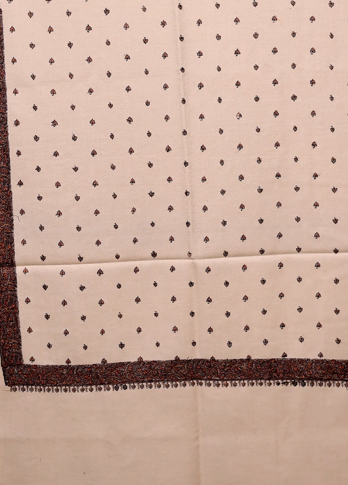 Cream Butta Work With Zari Woven Border Shawl Manchester For Sale