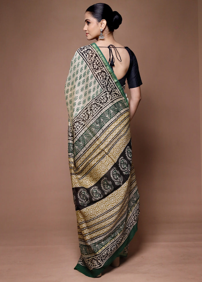 Cream Chanderi Cotton Saree With Blouse Piece New Arrival Cheap Online