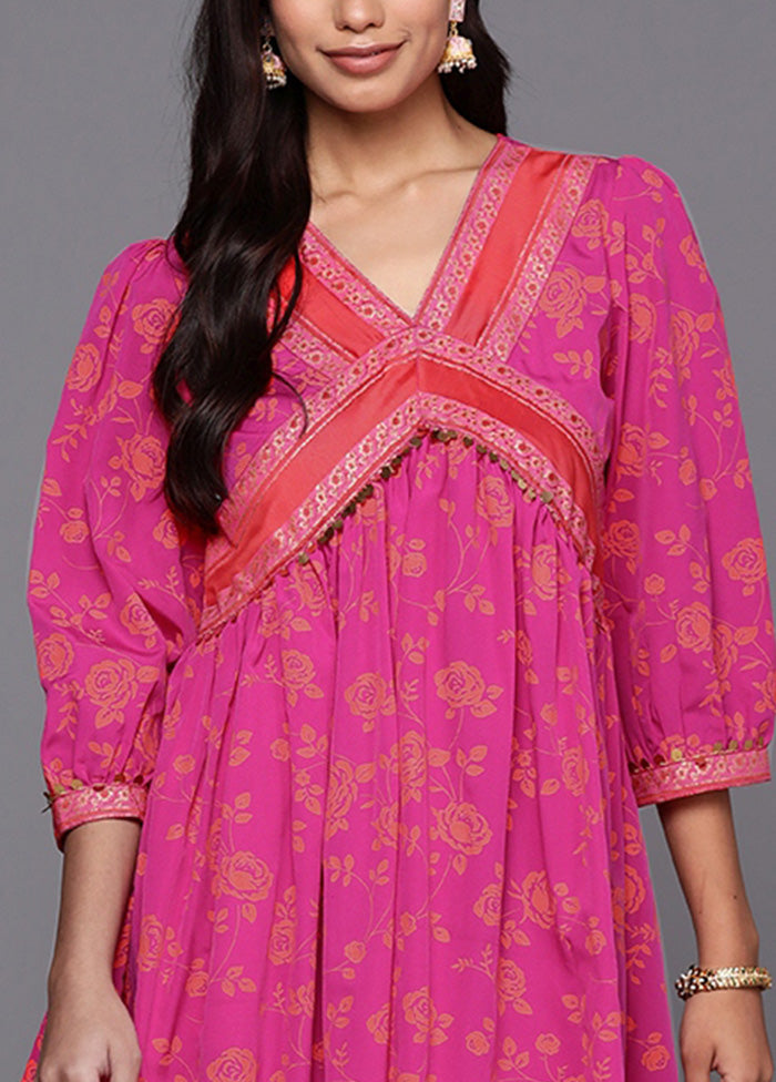 Pink Readymade Silk Indian Dress Buy Cheap With Credit Card