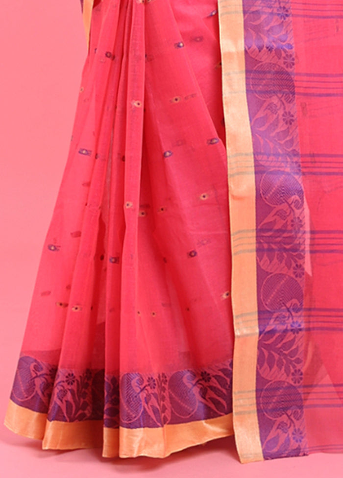 Fuchsia Cotton Woven Work Saree Without Blouse Piece Official Cheap Online