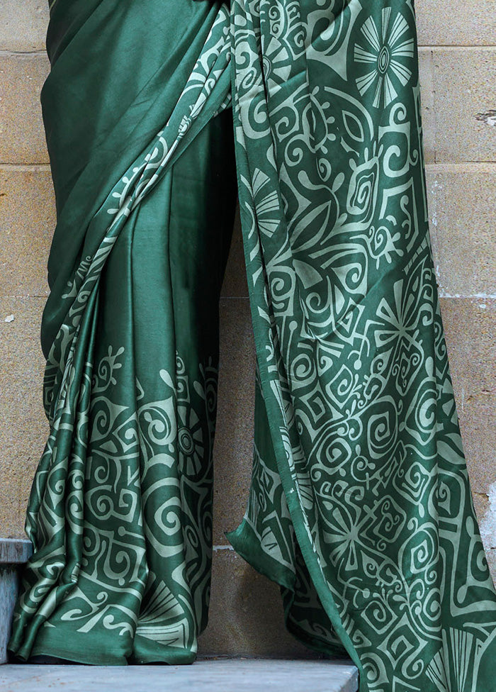 Green Satin Silk Saree With Blouse Piece Free Shipping Best Seller