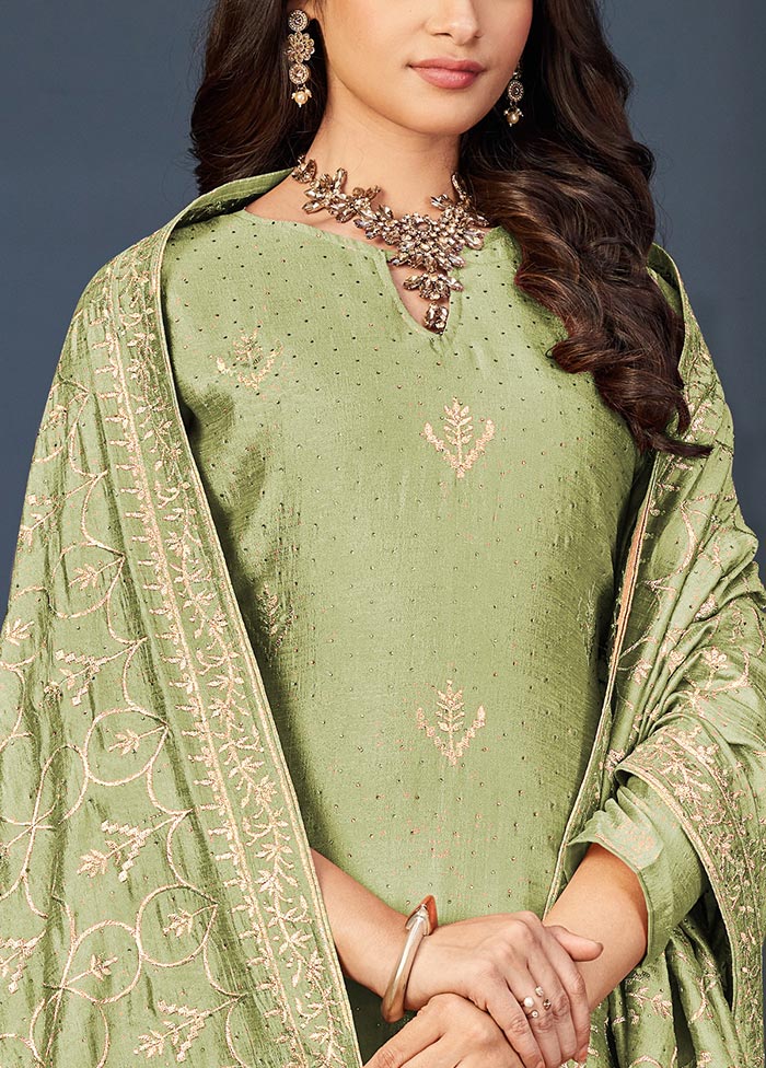 3 Pc Pista Green Semi Stitched Georgette Suit Set Buy Cheap Tumblr