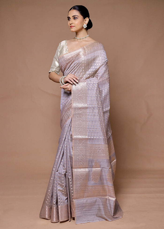 Grey Kora Silk Saree With Blouse Piece Tumblr