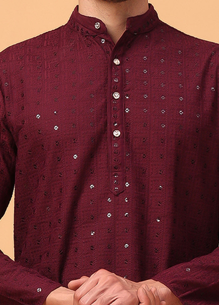 Maroon Viscose Embroidered Kurta Outlet The Cheapest