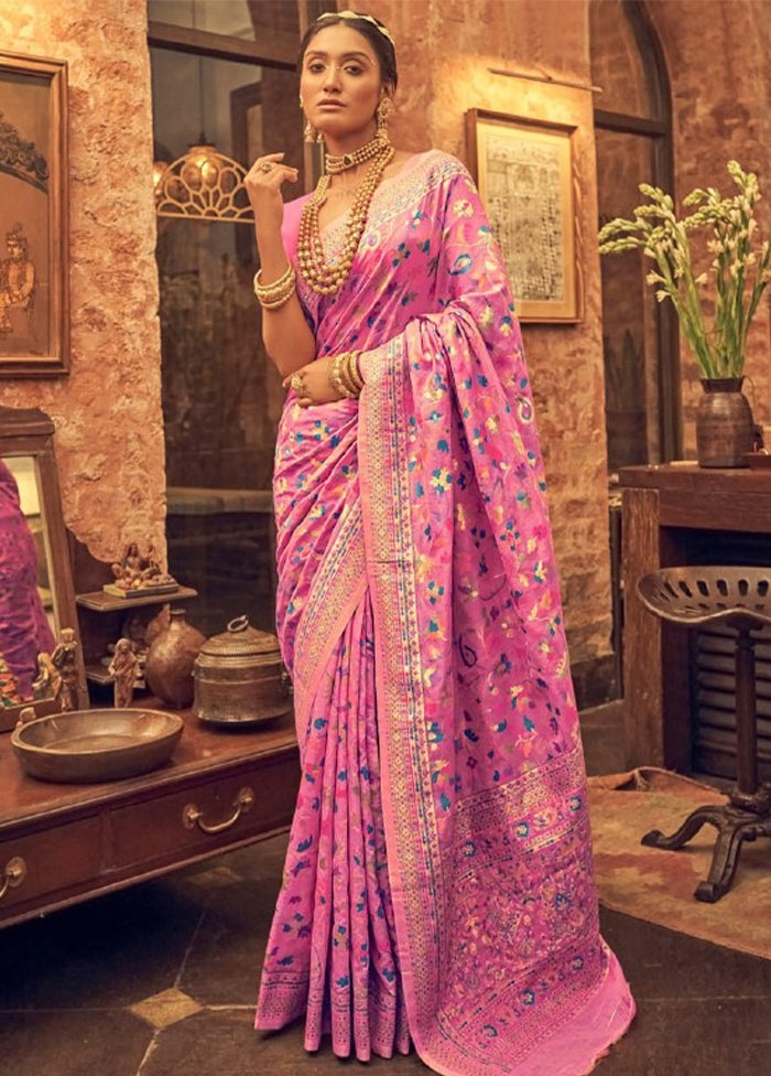 Pink Banarasi Silk Saree With Blouse Piece Buy Cheap Best