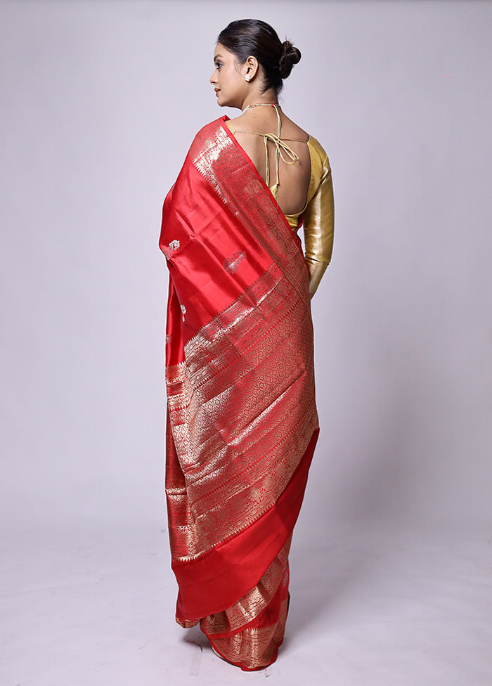 Red Handloom Dupion Pure Silk Saree With Blouse Piece Clearance Reliable