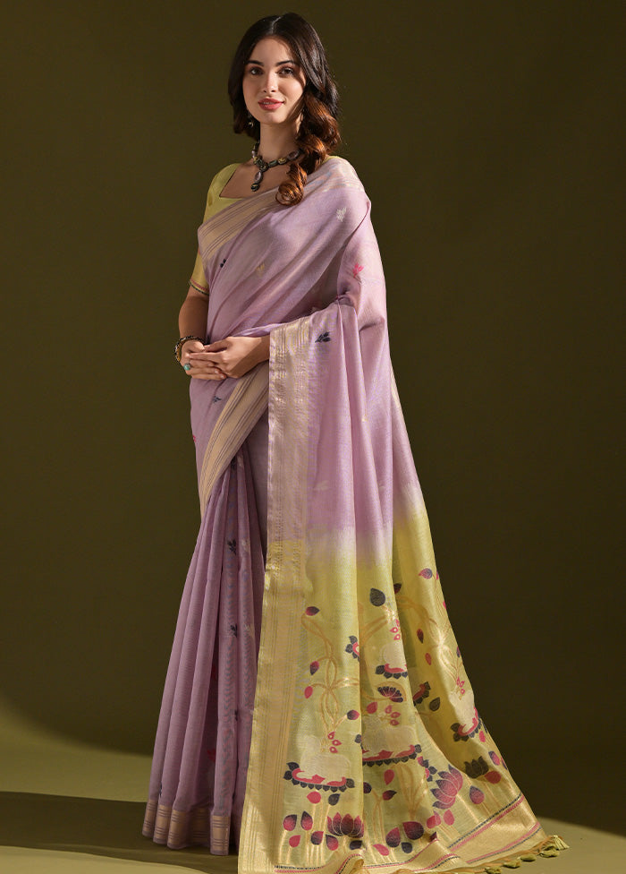 Lavender Pure Cotton Saree With Blouse Piece Collections Cheap Pice