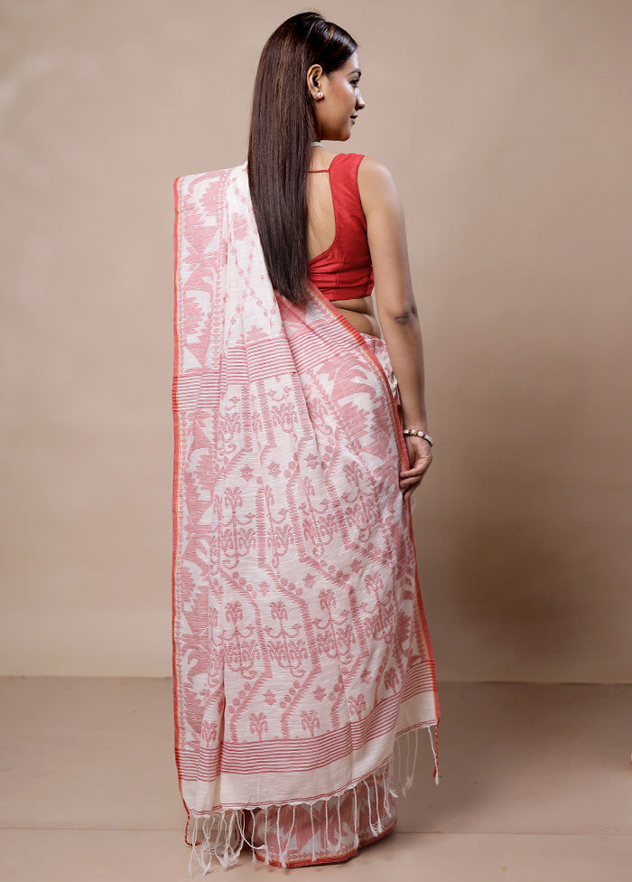 White Khadi Cotton Saree With Blouse Piece Outlet Newest