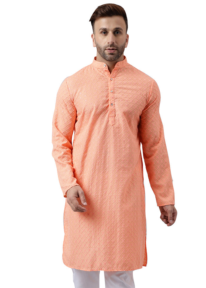 Peach Silk Embroidered Kurta Buy Online Cheap