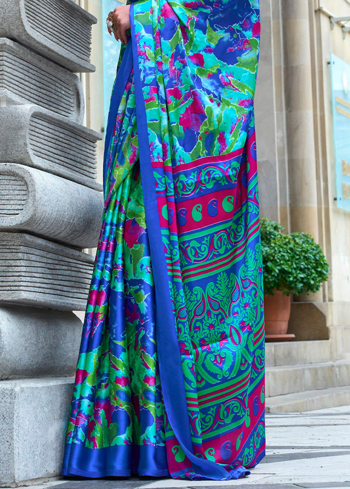 Multicolor Satin Silk Saree With Blouse Piece Outlet Locations Sale Online