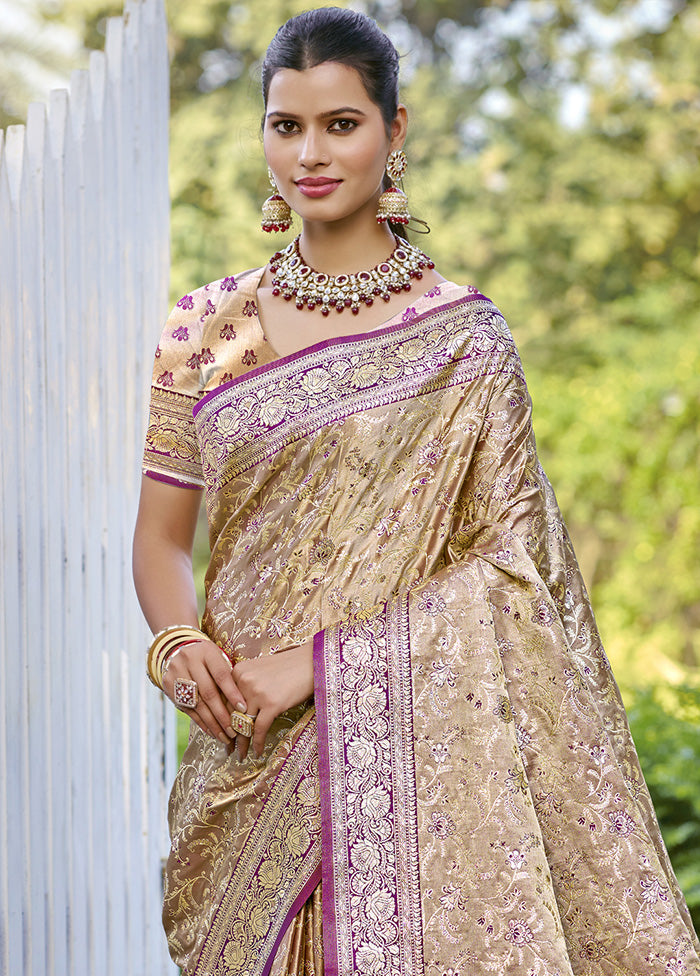 Cream Spun Silk Saree With Blouse Piece Outlet Collections