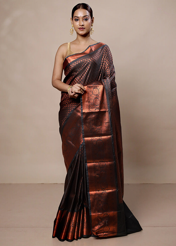 Black Kanjivaram Silk Saree With Blouse Piece Discounts