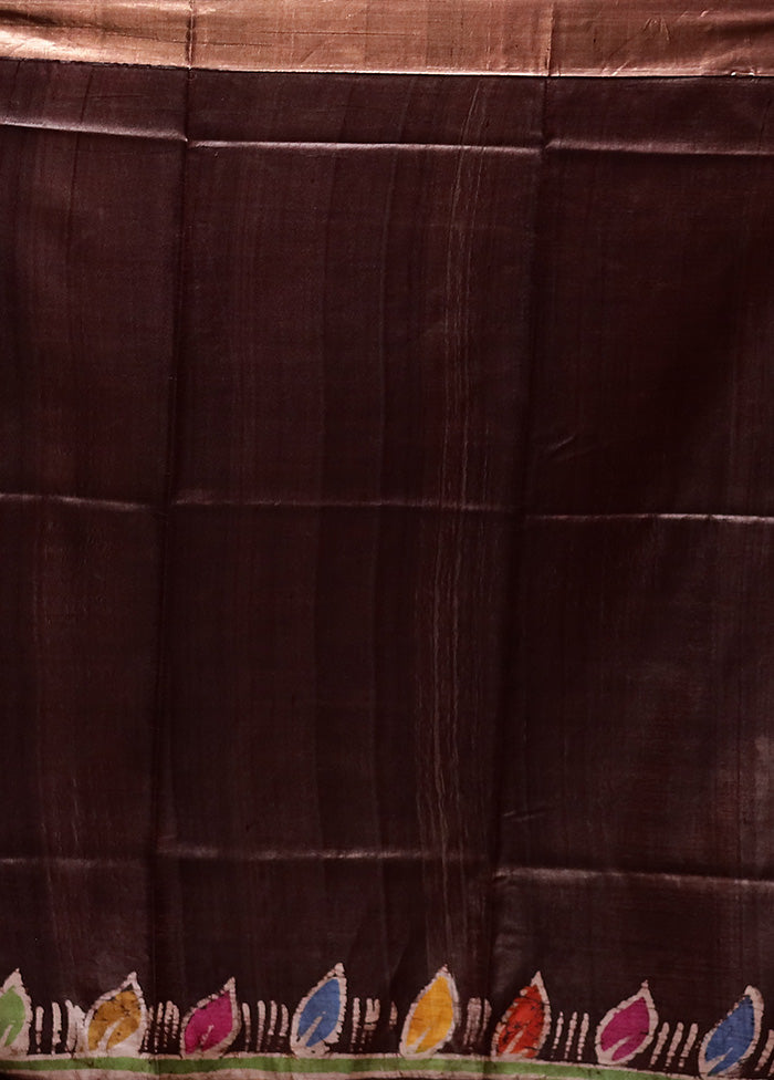 Brown Tussar Silk Saree With Blouse Piece Buy Cheap Pices