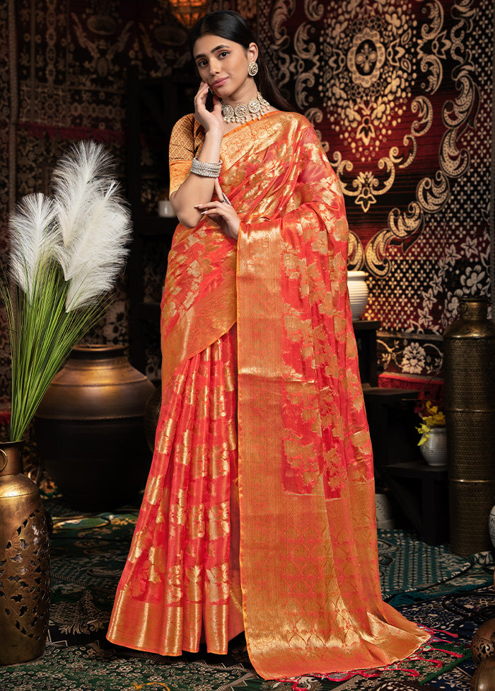 Red Banarasi Silk Saree With Blouse Piece Cheap Pice Wholesale