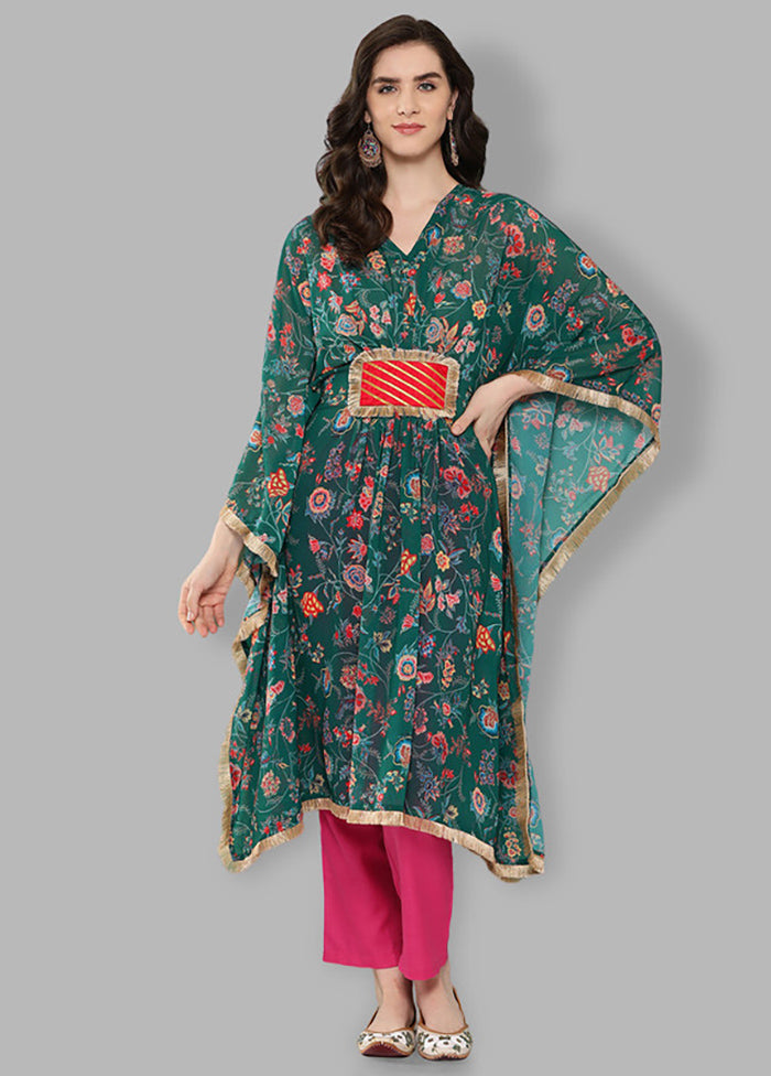 Green Readymade Georgette Kurti 2025 New Sale Online