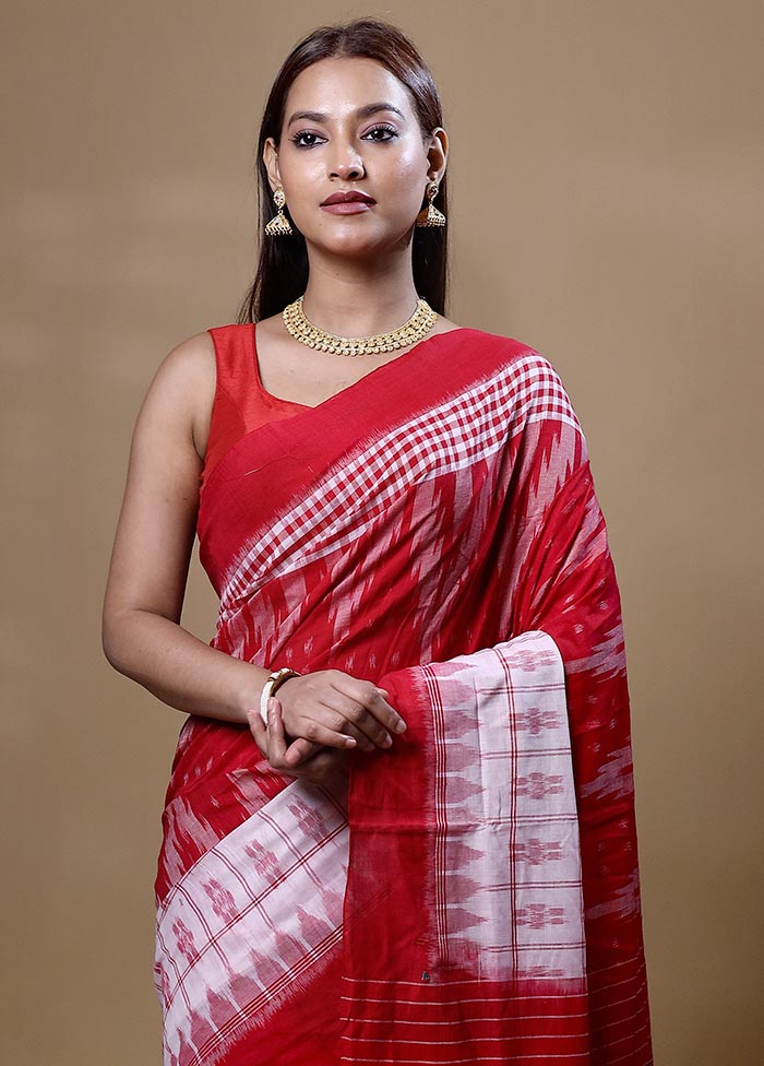 Red Pure Cotton Saree With Blouse Piece Outlet Purchase