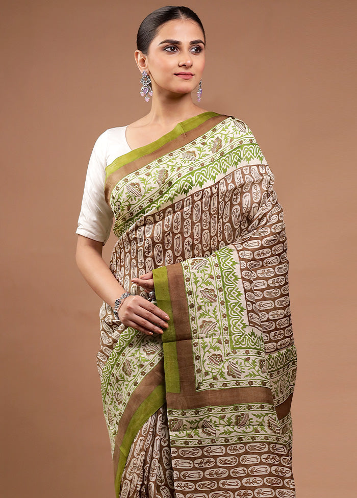 Green Printed Pure Silk Saree Without Blouse Piece Sale Release Dates