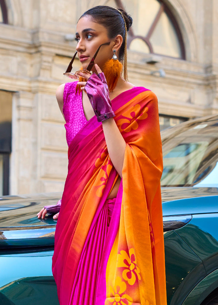 Multicolor Satin Silk Saree With Blouse Piece Cheap Sale Collections