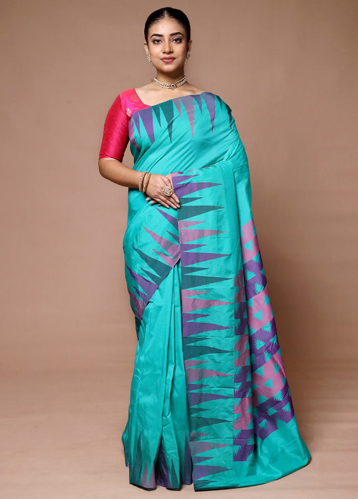 Blue Kanjivaram Silk Saree With Blouse Piece Clearance Big Discount