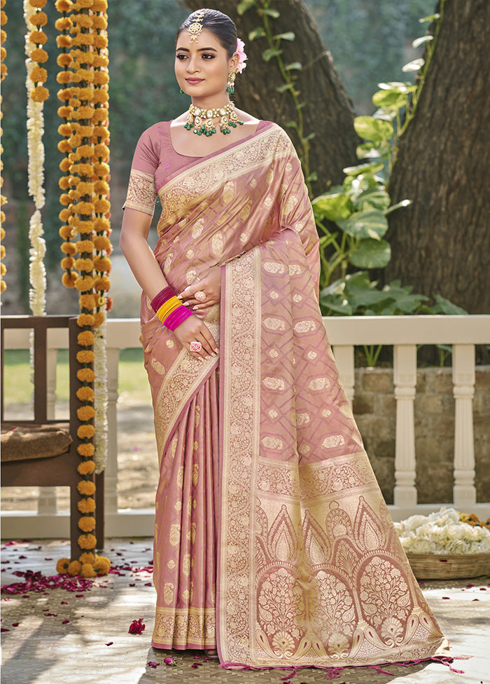 Pink Satin Silk Saree With Blouse Piece Clearance Outlet