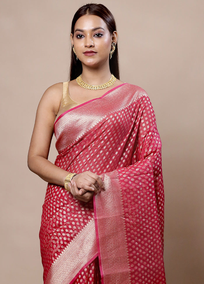 Pink Kora Silk Saree With Blouse Piece Cheap Websites