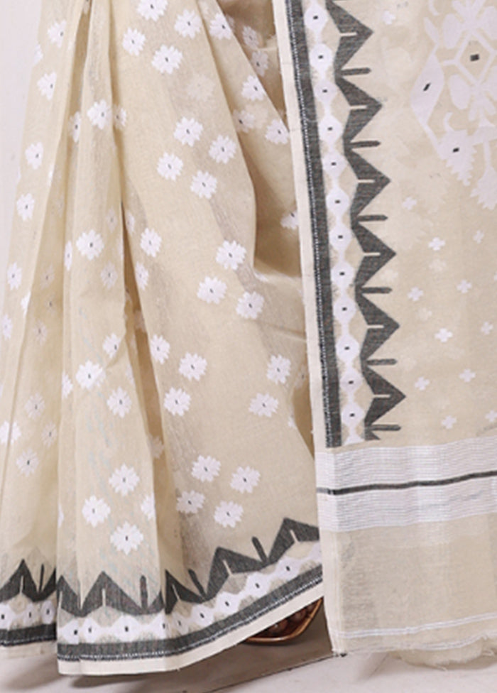 Beige Pure Cotton Texture Saree Without Blouse Piece Discount Authentic Online