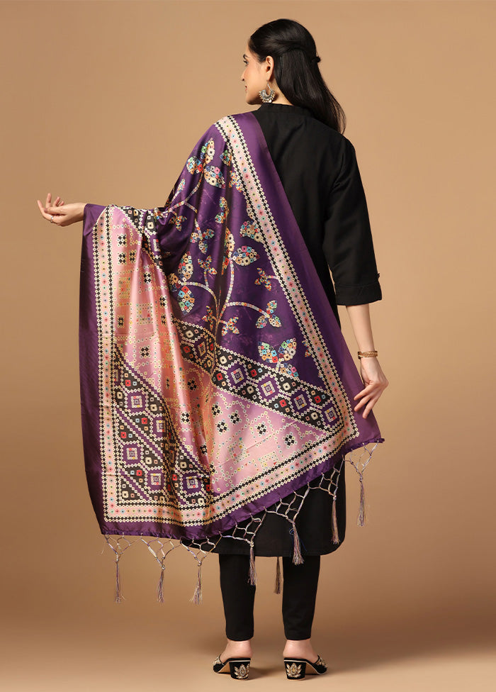 Purple Art Silk Dupatta With Paypal Low Pice