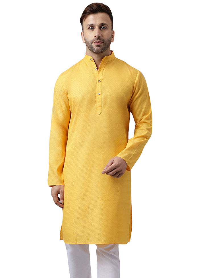 Yellow Silk Jacquard Kurta Buy Cheap Choice