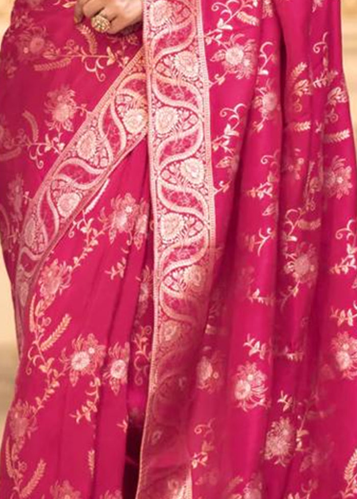 Pink Banarasi Silk Saree With Blouse Piece Cheap Buy