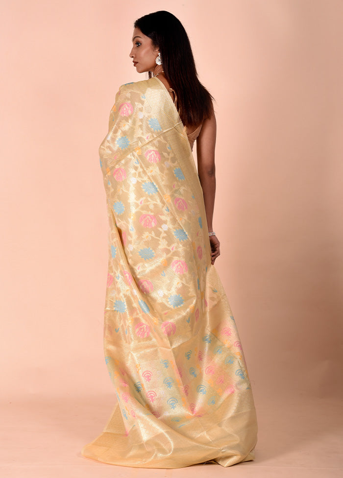 Yellow Tissue Silk Saree With Blouse Piece Cheap In China