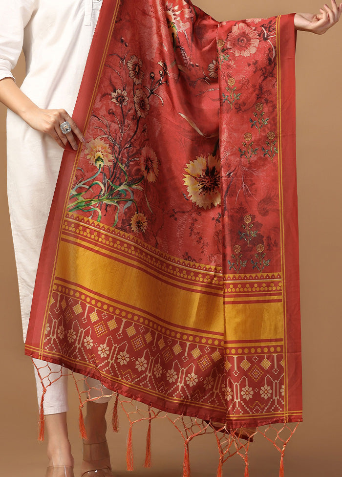 Rust Art Silk Dupatta Tumblr Sale Online