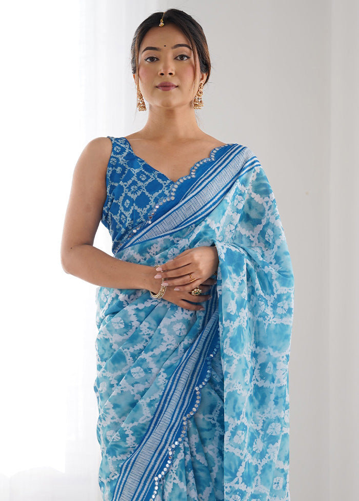 Sky Blue Spun Silk Saree With Blouse Piece Free Shipping Visit