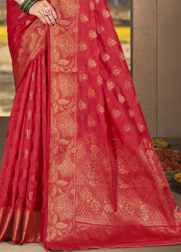 Red Spun Silk Saree With Blouse Piece The Cheapest Cheap Pice