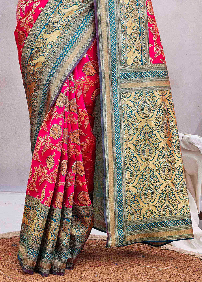 Pink Baluchari Silk Saree With Blouse Piece Wide Range Of Cheap Online