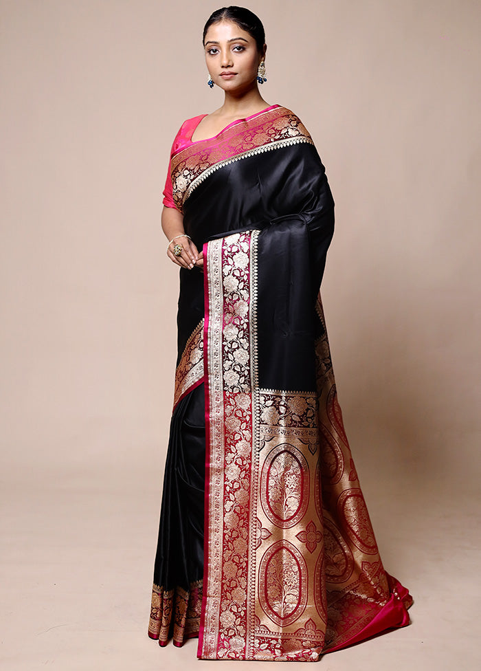 Black Banarasi Silk Saree With Blouse Piece Discount Tumblr