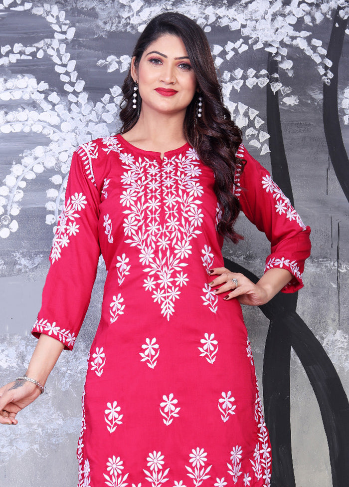 Pink Readymade Viscose Kurti Countdown Package Cheap Pice