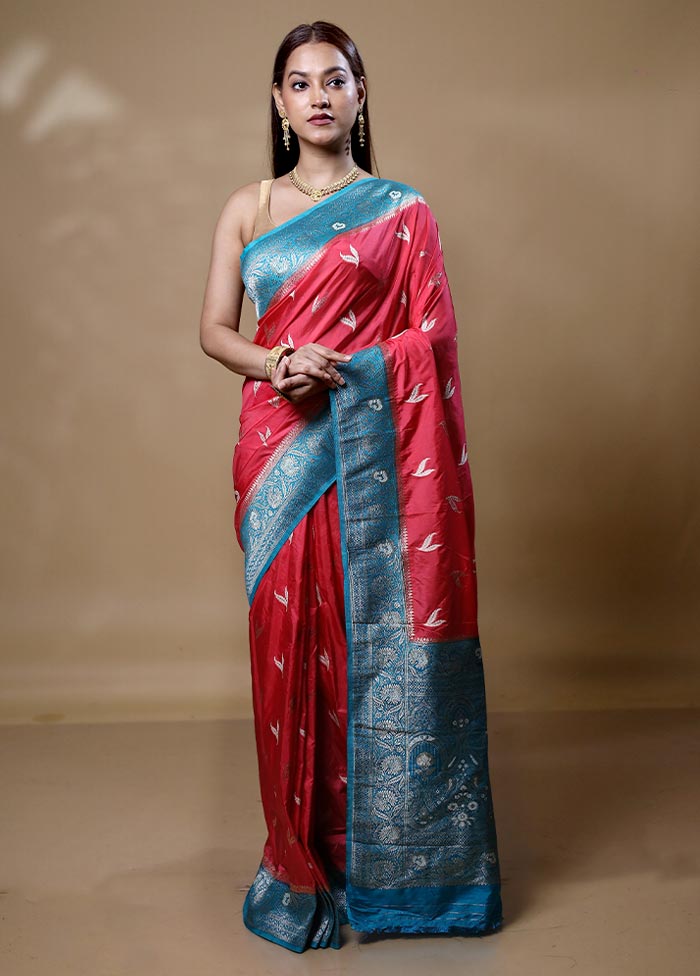 Peach Dupion Silk Saree With Blouse Piece 2025 Unisex Online